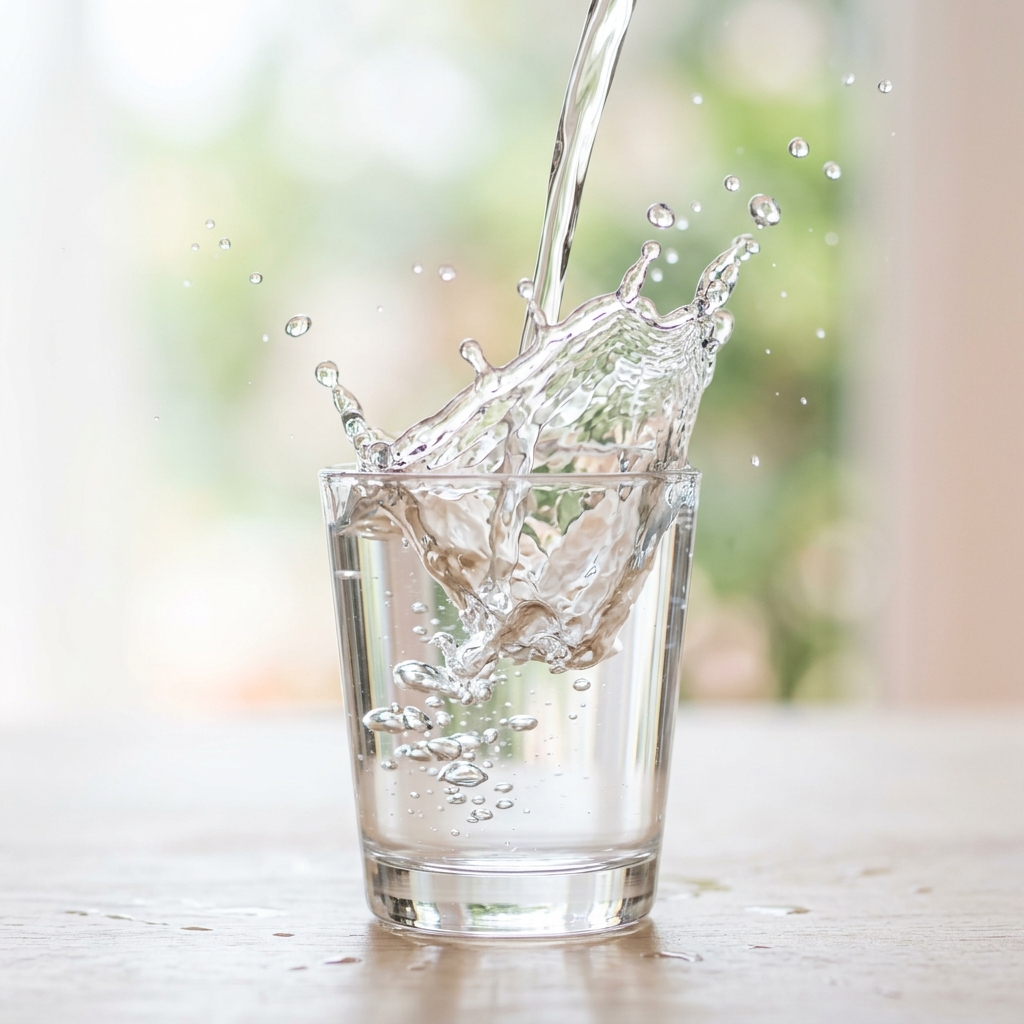 Safe drinking water splashing cleanly